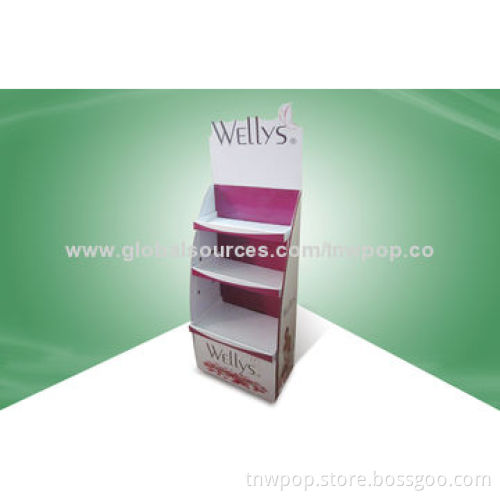 Cardboard display stands, shelves are adjustable so as to show different size of items, loading 45kg